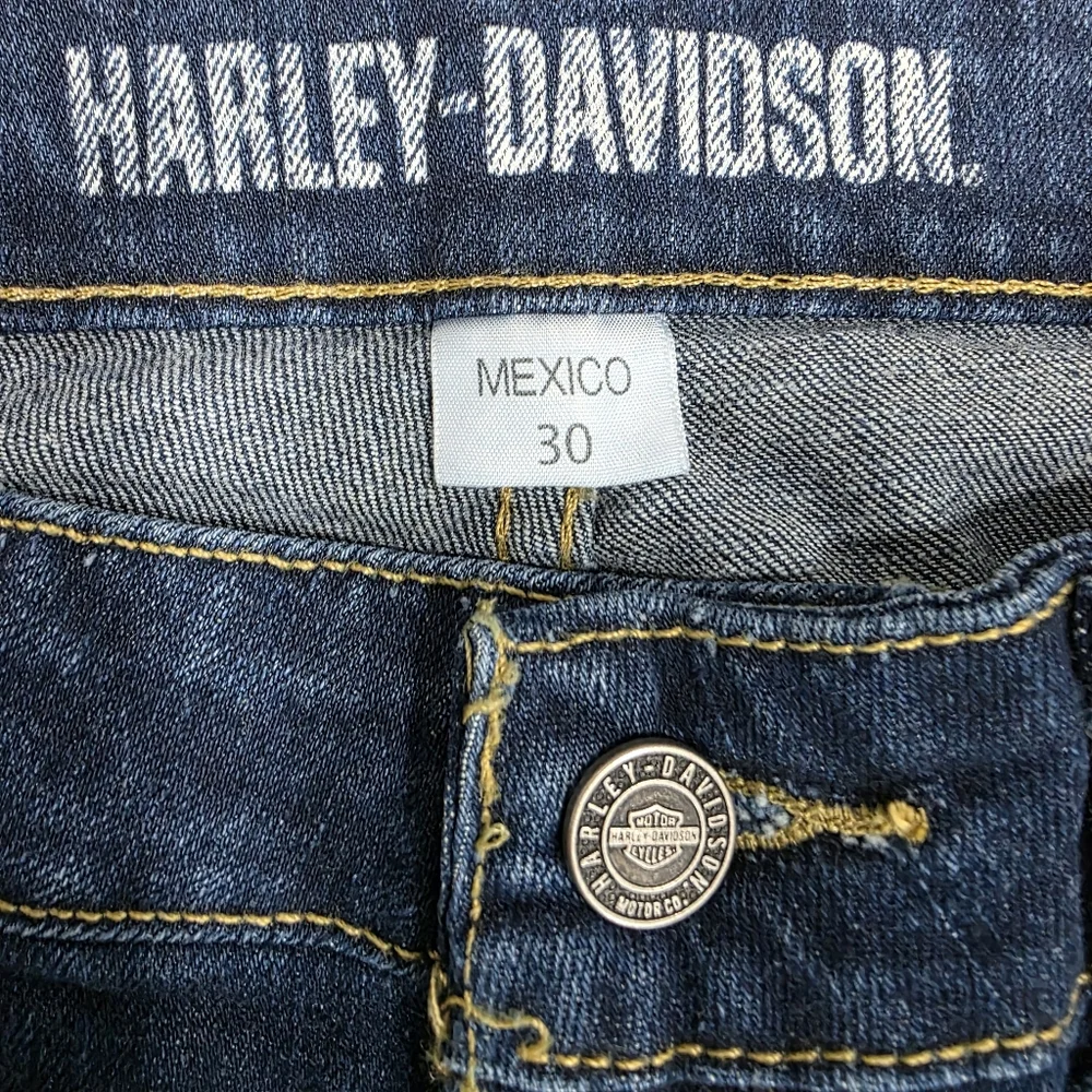 NWT Harley-Davidson Women's Straight Mid-Rise Jeans Dark Blue Size 30P